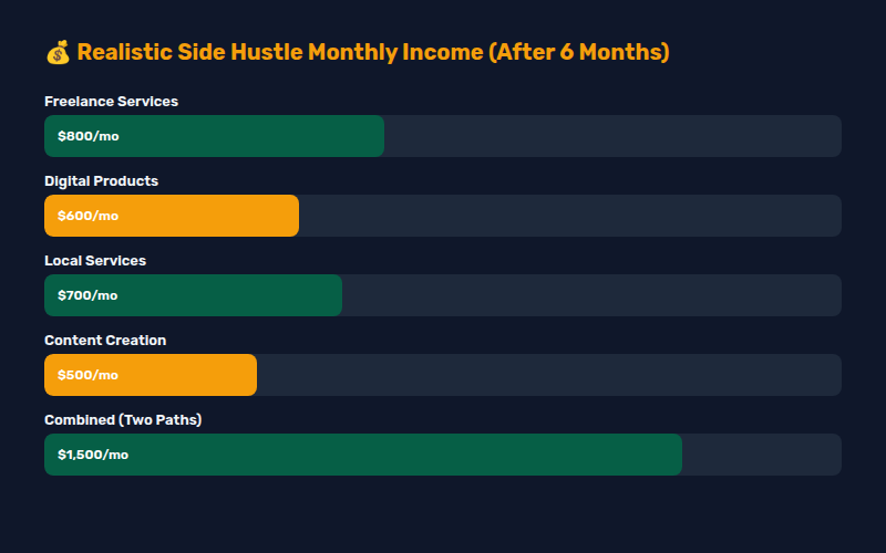 Side hustle monthly income comparison chart 2026